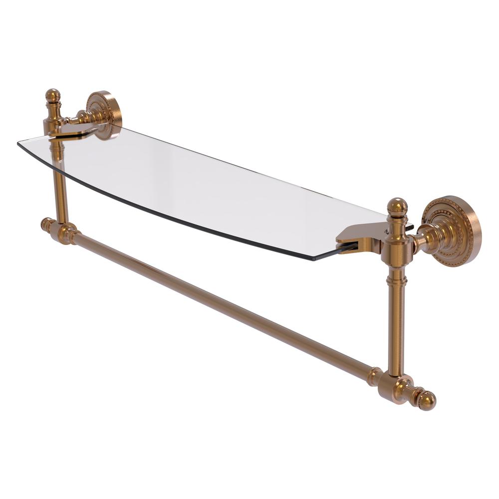 RD-33TB/18-BBR Retro Dot Collection 18 Inch Glass Vanity Shelf with Integrated Towel Bar, Brushed Bronze