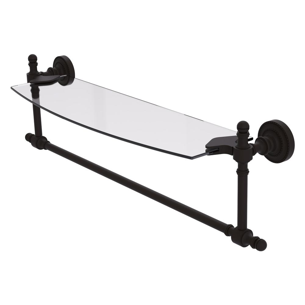 RD-33TB/18-ORB Retro Dot Collection 18 Inch Glass Vanity Shelf with Integrated Towel Bar, Oil Rubbed Bronze