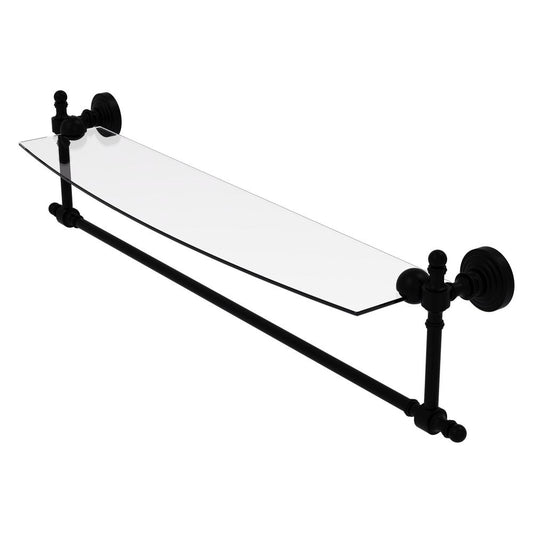 RW-33TB/24-BKM Retro Wave Collection 24 Inch Glass Vanity Shelf with Integrated Towel Bar, Matte Black