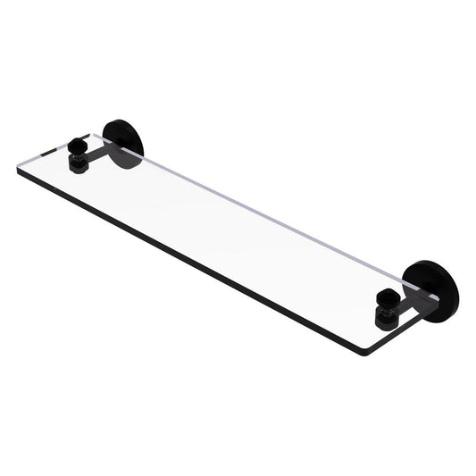 SB-1/22-BKM South Beach Collection 22 Inch Glass Vanity Shelf with Beveled Edges, Matte Black