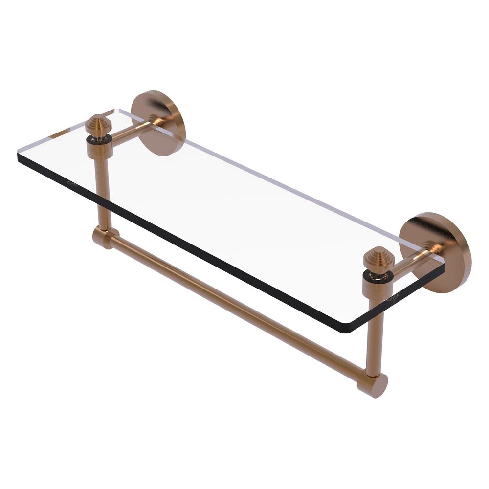 SB-1TB/16-BBR Southbeach Collection 16 Inch Glass Vanity Shelf with Integrated Towel Bar, Brushed Bronze