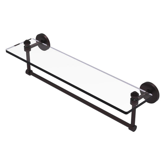 SB-1TB/22-ABZ Southbeach Collection 22 Inch Glass Vanity Shelf with Integrated Towel Bar, Antique Bronze