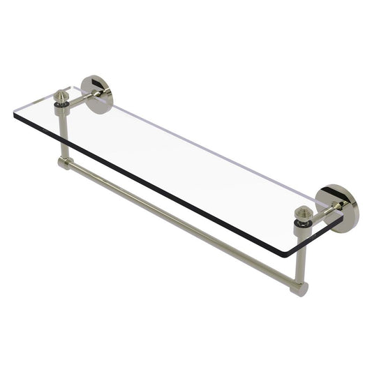 SB-1TB/22-PNI Southbeach Collection 22 Inch Glass Vanity Shelf with Integrated Towel Bar, Polished Nickel