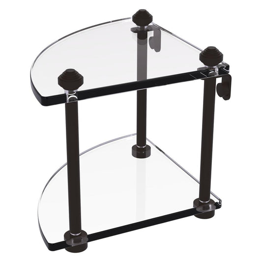 SB-3-ORB Southbeach Collection Two Tier Corner Glass Shelf, Oil Rubbed Bronze