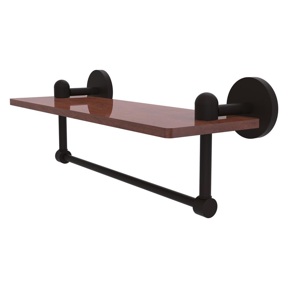 TA-1TB-16-IRW-ORB Tango Collection 16 Inch Solid IPE Ironwood Shelf with Integrated Towel Bar, Oil Rubbed Bronze