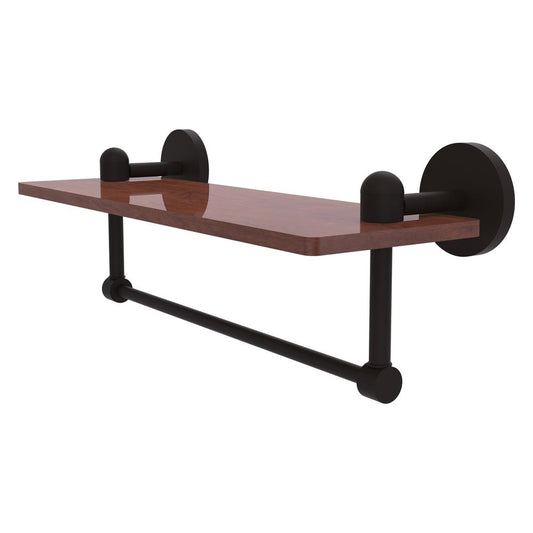 TA-1TB-16-IRW-ORB Tango Collection 16 Inch Solid IPE Ironwood Shelf with Integrated Towel Bar, Oil Rubbed Bronze