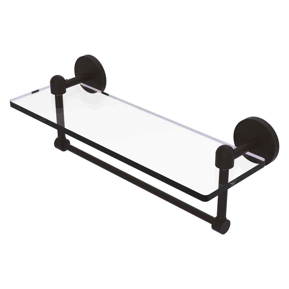 TA-1TB/16-ORB Tango Collection 16 Inch Glass Vanity Shelf with Integrated Towel Bar, Oil Rubbed Bronze