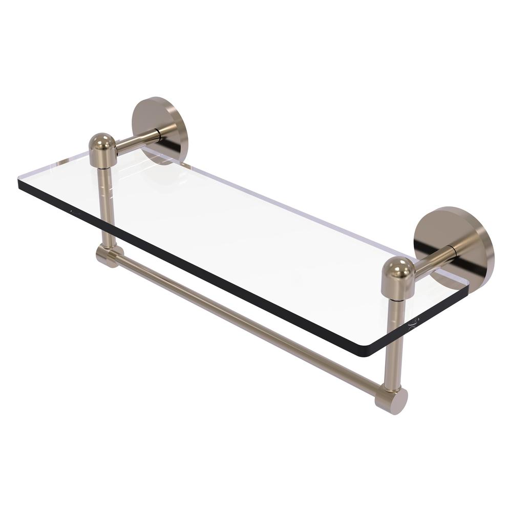 TA-1TB/16-PEW Tango Collection 16 Inch Glass Vanity Shelf with Integrated Towel Bar, Antique Pewter