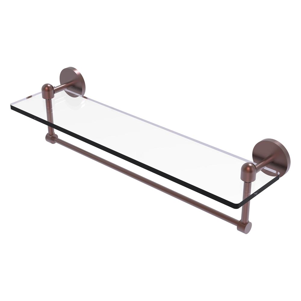 TA-1TB/22-CA Tango Collection 22 Inch Glass Vanity Shelf with Integrated Towel Bar, Antique Copper