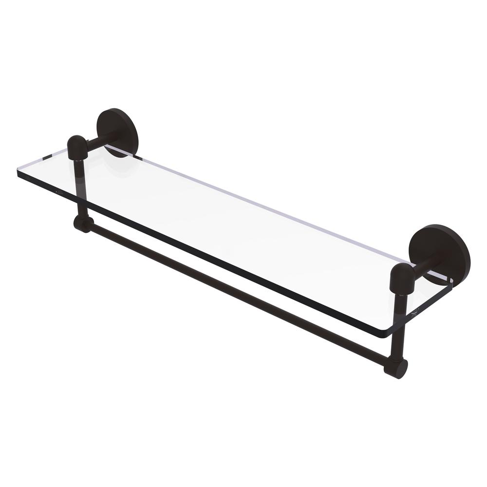 TA-1TB/22-ORB Tango Collection 22 Inch Glass Vanity Shelf with Integrated Towel Bar, Oil Rubbed Bronze