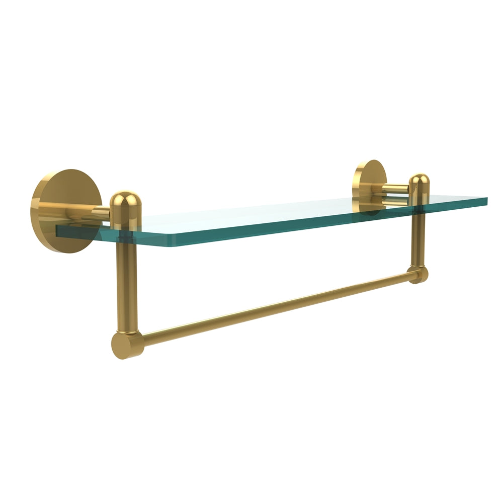 TA-1TB/22-UNL Tango Collection 22 Inch Glass Vanity Shelf with Integrated Towel Bar, Unlacquered Brass