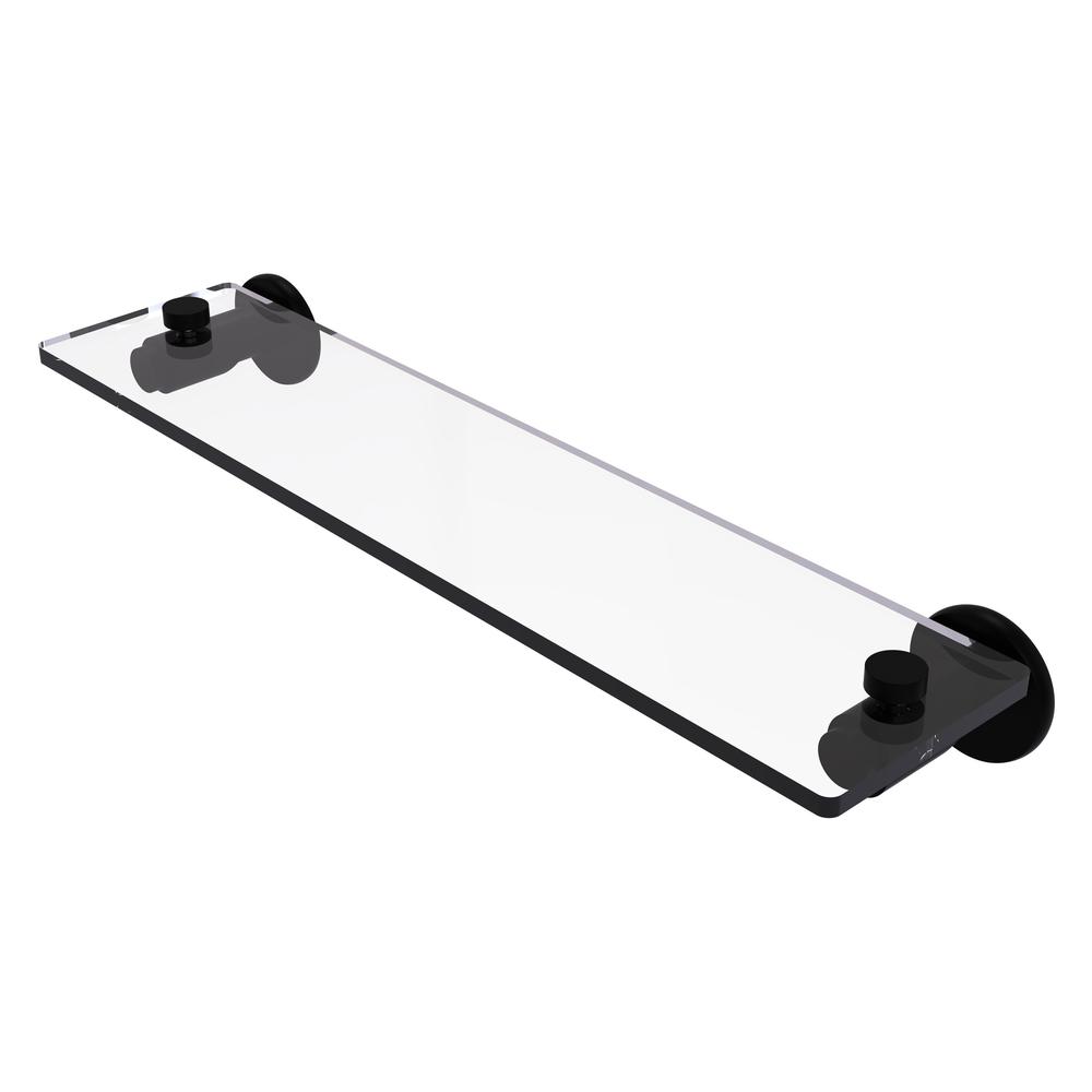 TR-1/22-BKM Tribecca Collection 22 Inch Glass Vanity Shelf with Beveled Edges, Matte Black