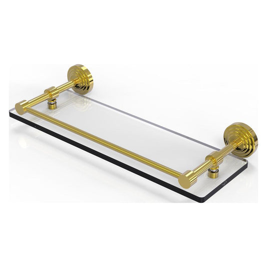 WP-1/16-GAL-PB Waverly Place 16 Inch Tempered Glass Shelf with Gallery Rail, Polished Brass