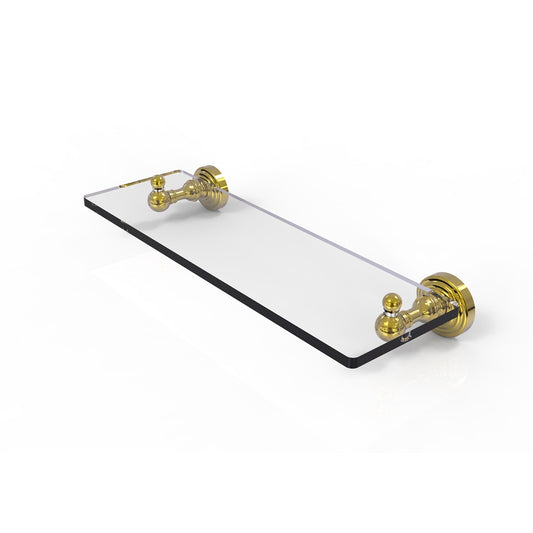 WP-1/16-UNL Waverly Place Collection 16 Inch Glass Vanity Shelf with Beveled Edges, Unlacquered Brass