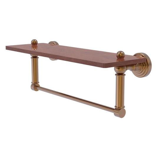 WP-1-16TB-IRW-BBR Waverly Place Collection 16 Inch Solid IPE Ironwood Shelf with Integrated Towel Bar, Brushed Bronze