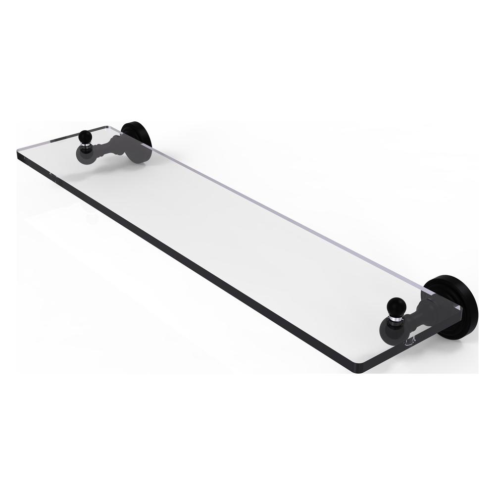 WP-1/22-BKM Waverly Place Collection 22 Inch Glass Vanity Shelf with Beveled Edges, Matte Black