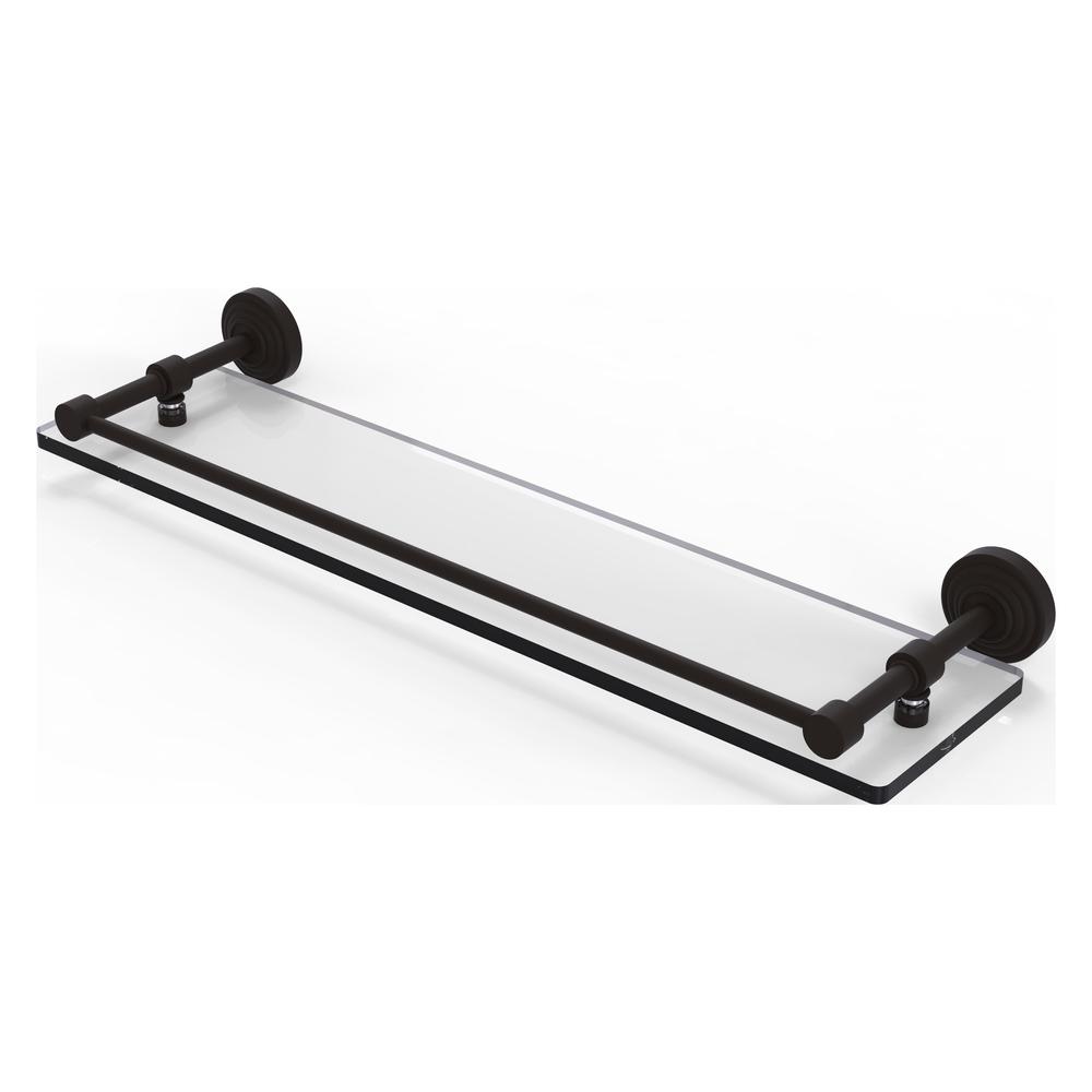 WP-1/22-GAL-ORB Waverly Place 22 Inch Tempered Glass Shelf with Gallery Rail, Oil Rubbed Bronze