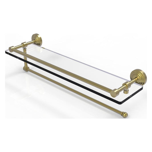 WP-1PT/22-GAL-SBR Wavwely Place Collection Paper Towel Holder with 22 Inch Gallery Glass Shelf, Satin Brass