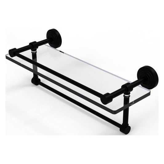 WP-1TB/16-GAL-BKM 16 Inch Gallery Glass Shelf with Towel Bar, Matte Black