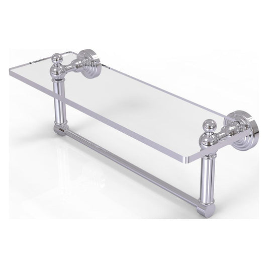 WP-1TB/16-PC Waverly Place 16 Inch Glass Vanity Shelf with Integrated Towel Bar, Polished Chrome