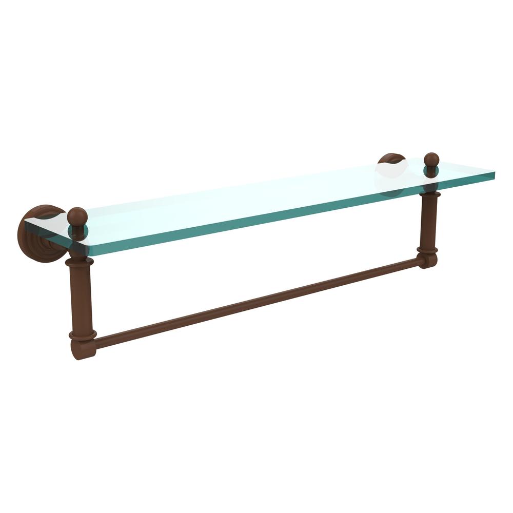 WP-1TB/22-ABZ Waverly Place Collection 22 Inch Glass Vanity Shelf with Integrated Towel Bar, Antique Bronze