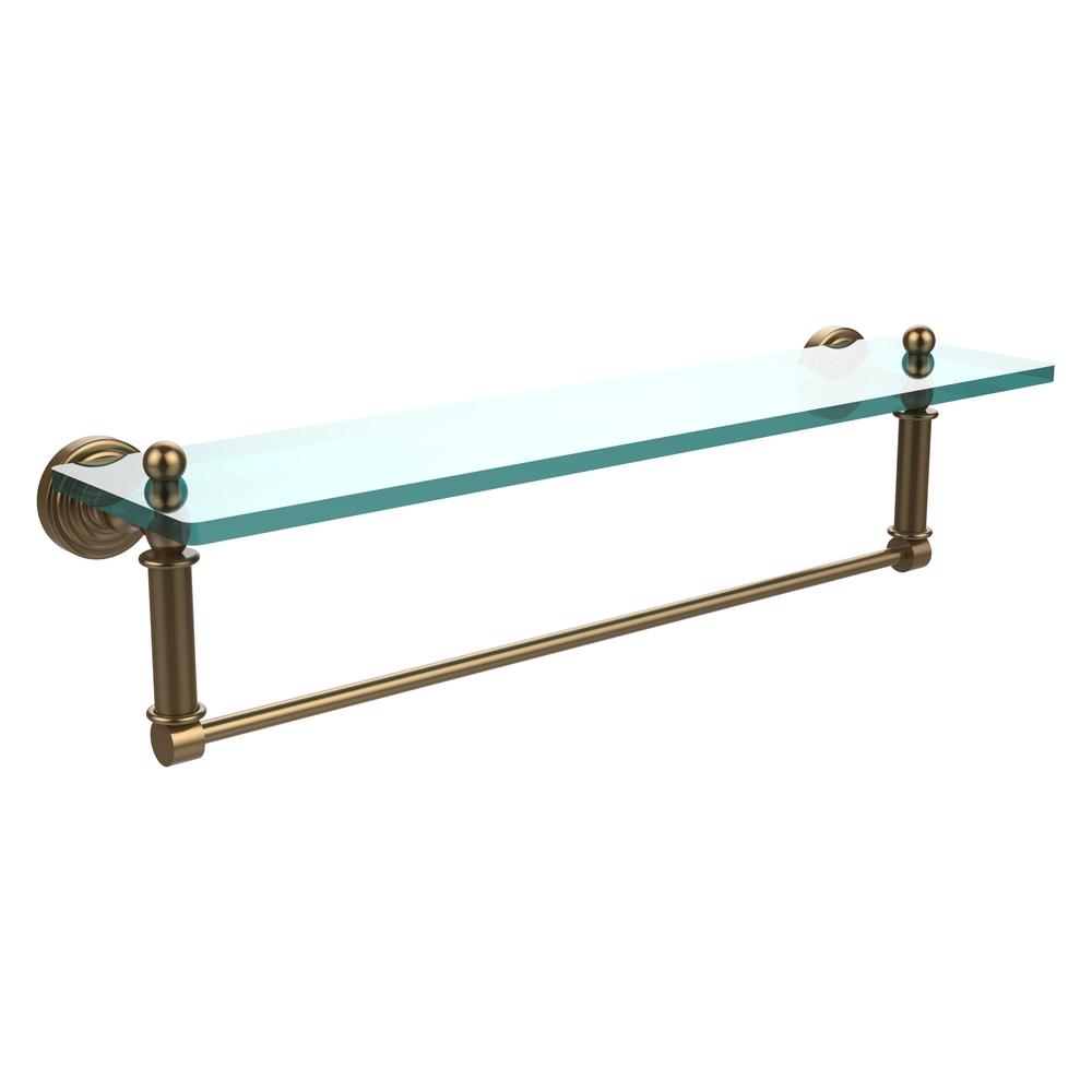 WP-1TB/22-BBR Waverly Place Collection 22 Inch Glass Vanity Shelf with Integrated Towel Bar, Brushed Bronze