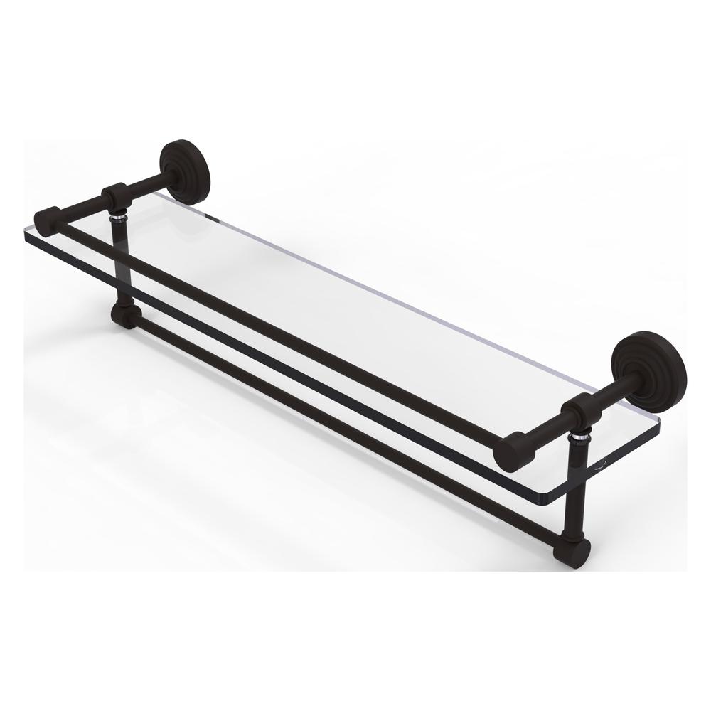 WP-1TB/22-GAL-ORB 22 Inch Gallery Glass Shelf with Towel Bar, Oil Rubbed Bronze