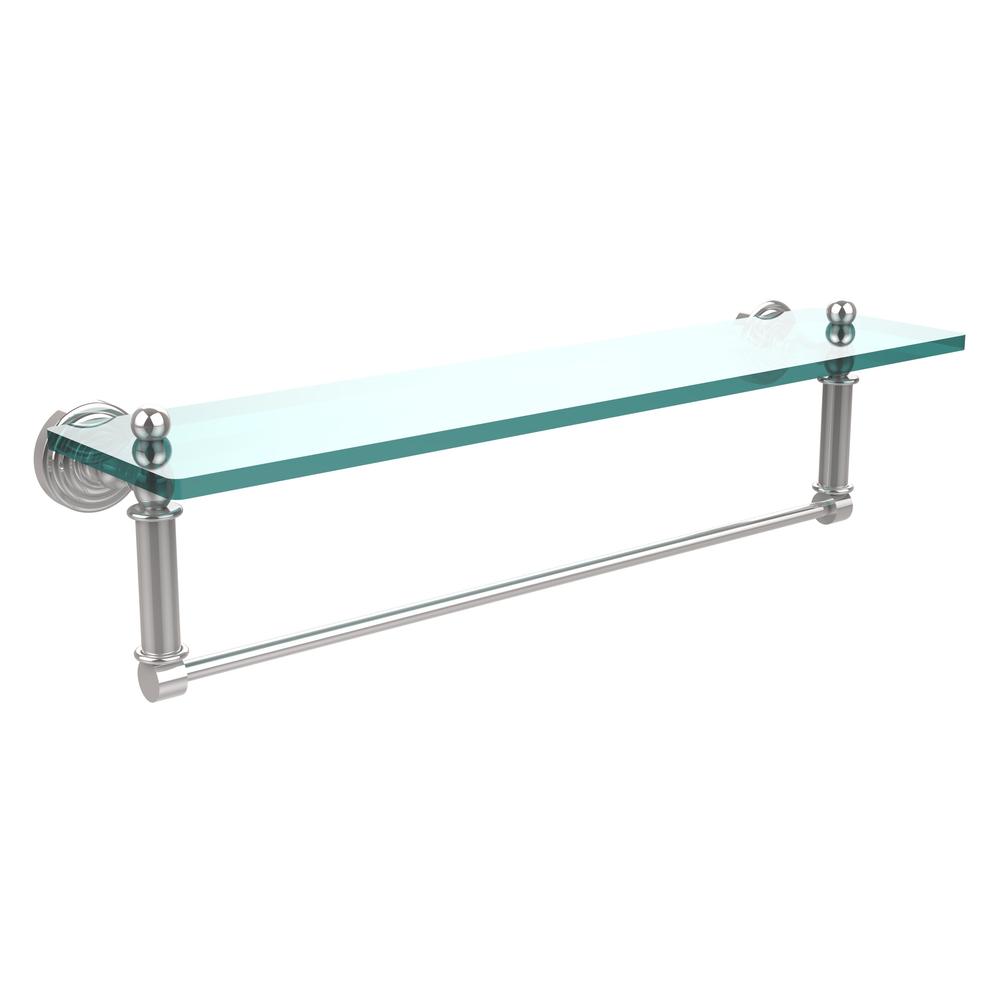 WP-1TB/22-PC Waverly Place Collection 22 Inch Glass Vanity Shelf with Integrated Towel Bar, Polished Chrome