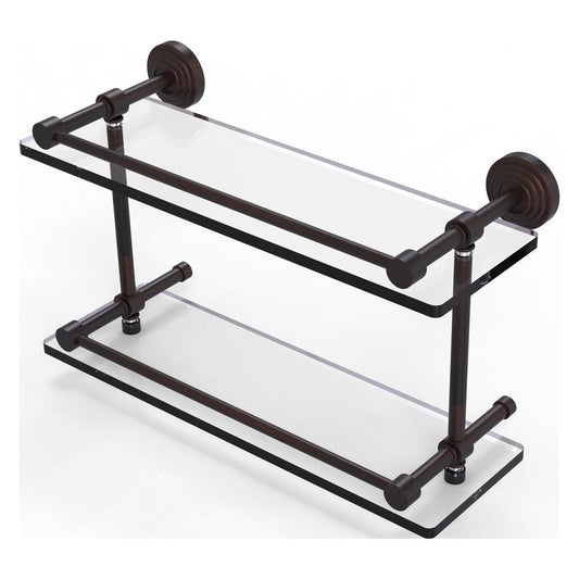 WP-2/16-GAL-VB Waverly Place 16 Inch Double Glass Shelf with Gallery Rail, Venetian Bronze