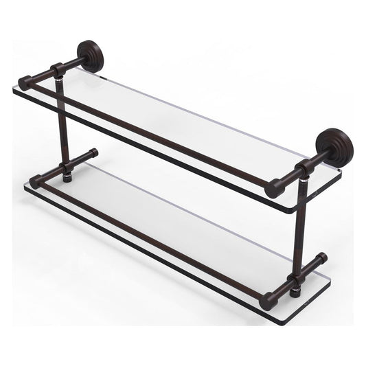 WP-2/22-GAL-VB Waverly Place 22 Inch Double Glass Shelf with Gallery Rail, Venetian Bronze