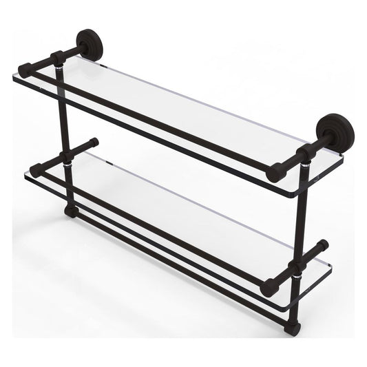 WP-2TB/22-GAL-ORB 22 Inch Gallery Double Glass Shelf with Towel Bar, Oil Rubbed Bronze