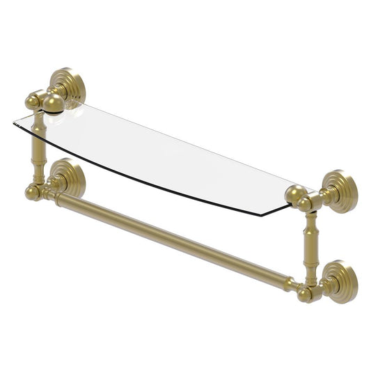 WP-33TB/18-SBR Waverly Place Collection 18 Inch Glass Vanity Shelf with Integrated Towel Bar, Satin Brass