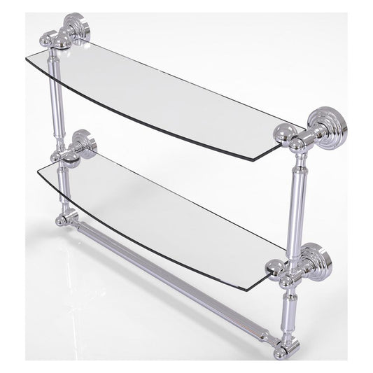 WP-34TB/18-PC Waverly Place Collection 18 Inch Two Tiered Glass Shelf with Integrated Towel Bar, Polished Chrome