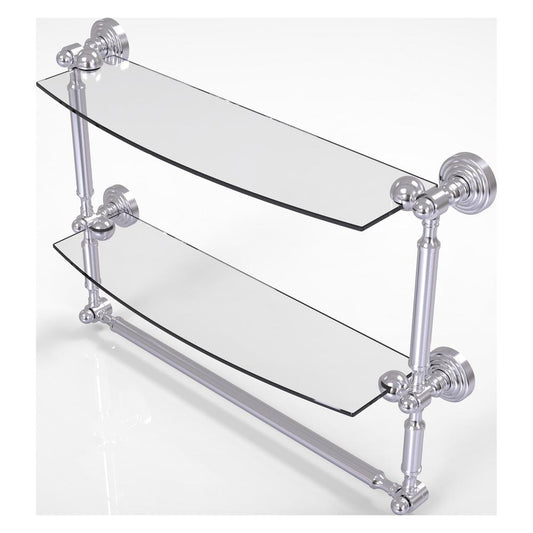 WP-34TB/18-SCH Waverly Place Collection 18 Inch Two Tiered Glass Shelf with Integrated Towel Bar, Satin Chrome