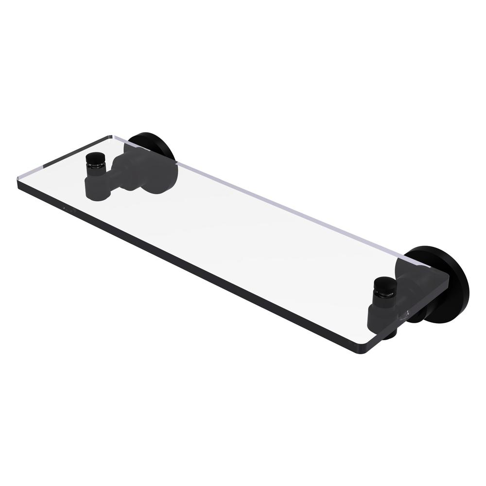 WS-1/16-BKM Washing Square Collection 16 Inch Glass Vanity Shelf with Beveled Edges, Matte Black