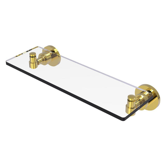 WS-1/16-PB Washing Square Collection 16 Inch Glass Vanity Shelf with Beveled Edges, Polished Brass