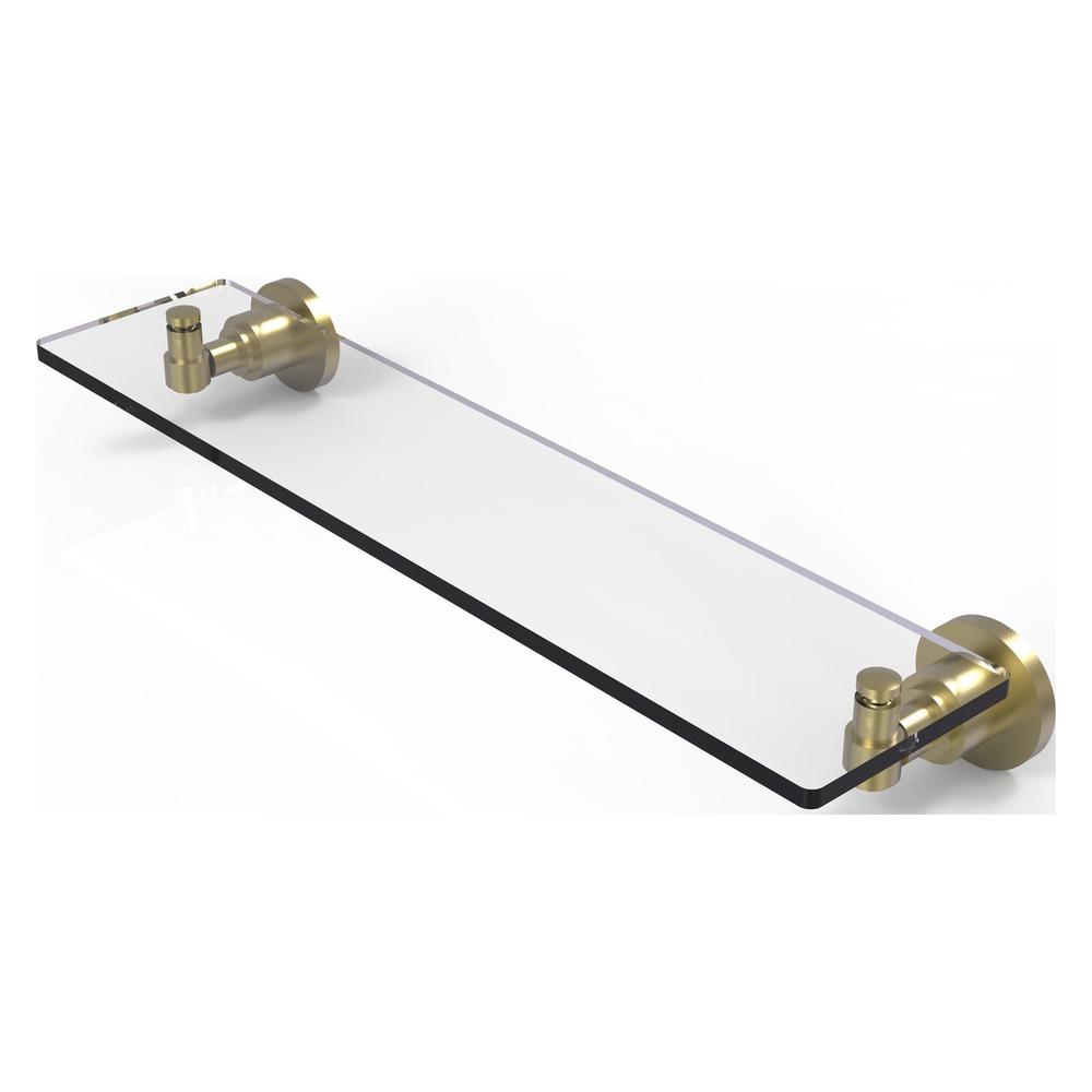 WS-1/22-SBR Washing Square Collection 22 Inch Glass Vanity Shelf with Beveled Edges, Satin Brass