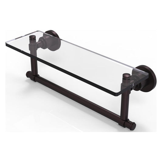 WS-1TB/16-ABZ Washington Square Collection 16 Inch Glass Vanity Shelf with Integrated Towel Bar, Antique Bronze