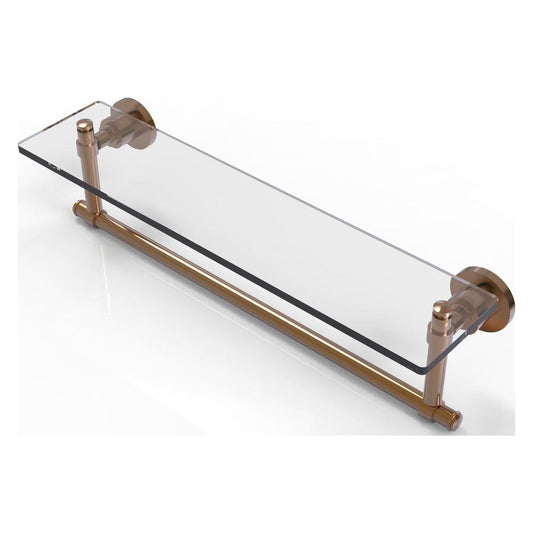 WS-1TB/22-BBR Washington Square Collection 22 Inch Glass Vanity Shelf with Integrated Towel Bar, Brushed Bronze