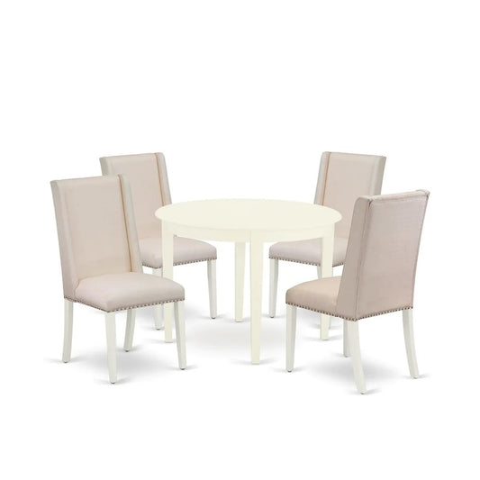 Dining Room Set Linen White, BOFL5-WHI-01