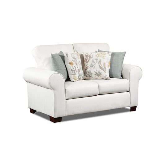 Living Room Beaujardin Loveseat with Four Throw Pillows