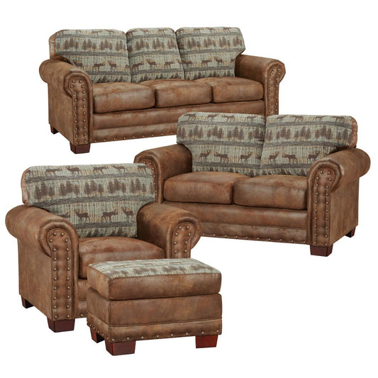 American Furniture Classics Model 8500-90K Deer Teal Lodge 4-Piece Set