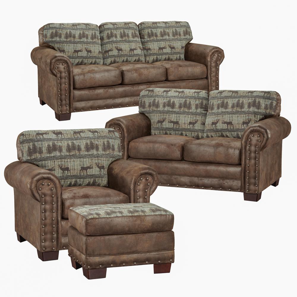 American Furniture Classics Model 8500-90S Deer Teal Lodge 4-Piece Set with Sleeper