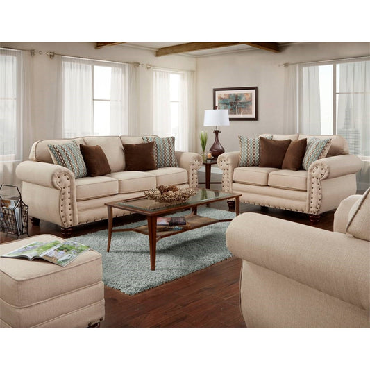 American Furniture Classics Abington Sand Four Piece Set including Sofa, Loveseat, Chair and Ottoman