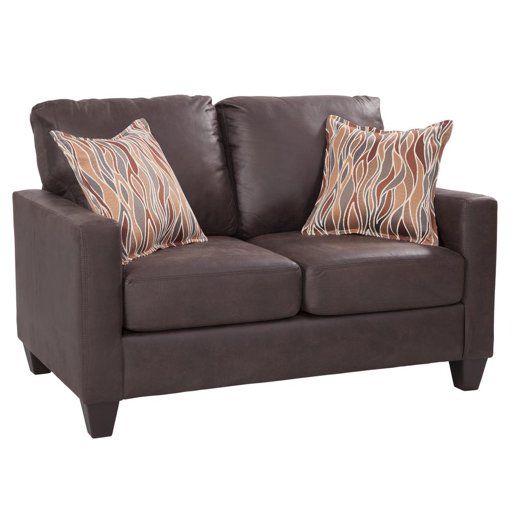 American Furniture Classics Loveseat with Two Accent Pillows, Brown