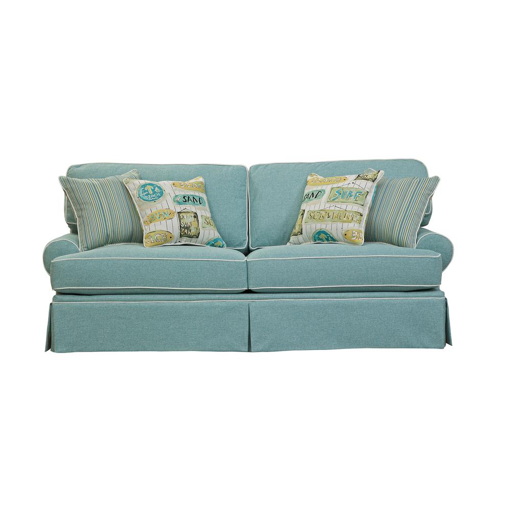 American Furniture Classics Coastal Aqua Sofa with Four Accent Pillows