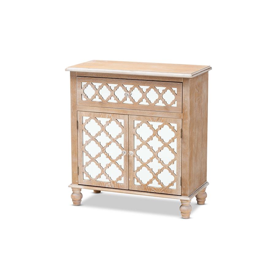 Mirrored 1-Drawer Quatrefoil Storage Cabinet