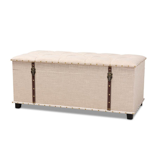 Baxton Studio Kyra Modern and Contemporary Beige Fabric Upholstered Storage Trunk Ottoman