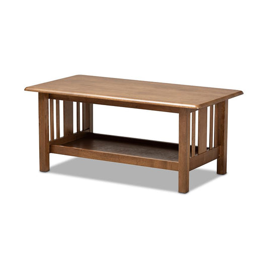 Walnut Brown Finished Rectangular Wood Coffee Table