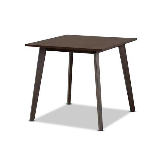 Britte Mid-Century Modern Dark Oak Brown Finished Square Wood Dining Table